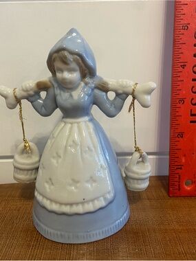 Porcelain Girl Figurine in Light Blue and White - Decorative Home Accent
